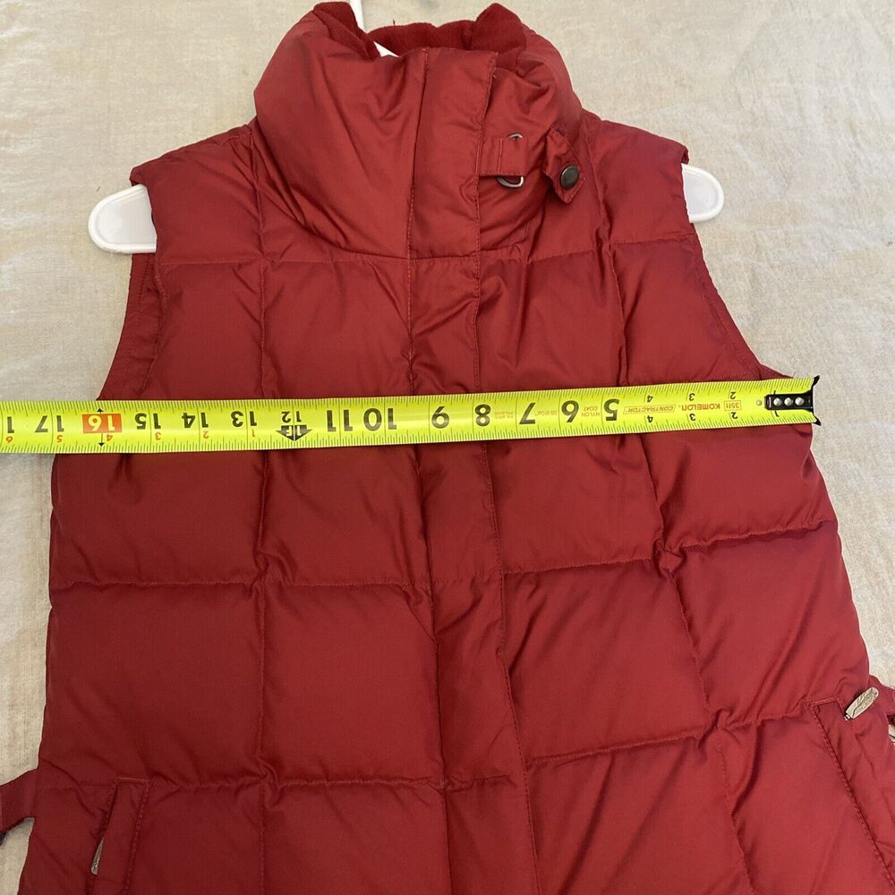Eddie Bauer Goose Down Vest Size XS Red Zip Buttons Straps Pockets 700 Fill - Picture 11 of 12